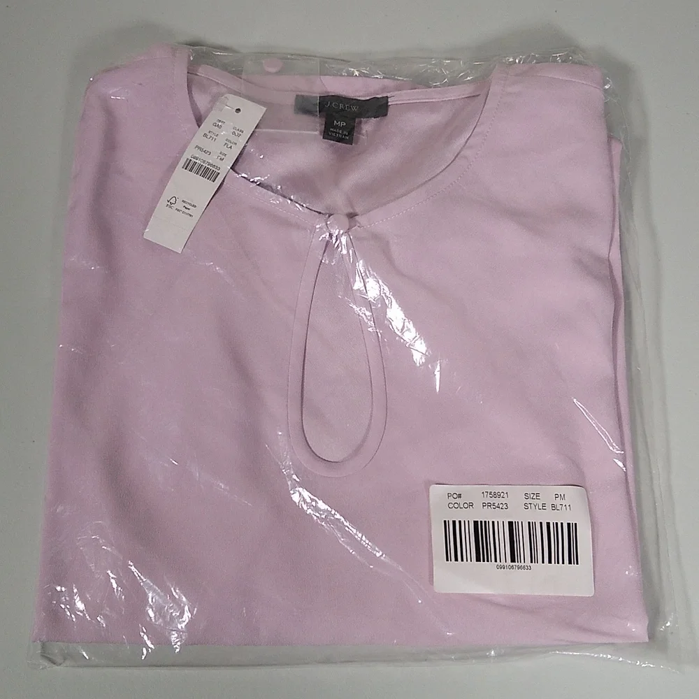 NWT J. Crew Puff Sleeve Satin Back Crepe Blouse‎ Lavender